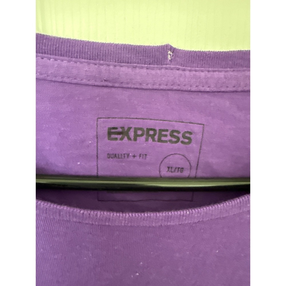 Express EXP NYC USA Purple Long Sleeve Graphic T-Shirt Mens XL Extra Large - Picture 2 of 4